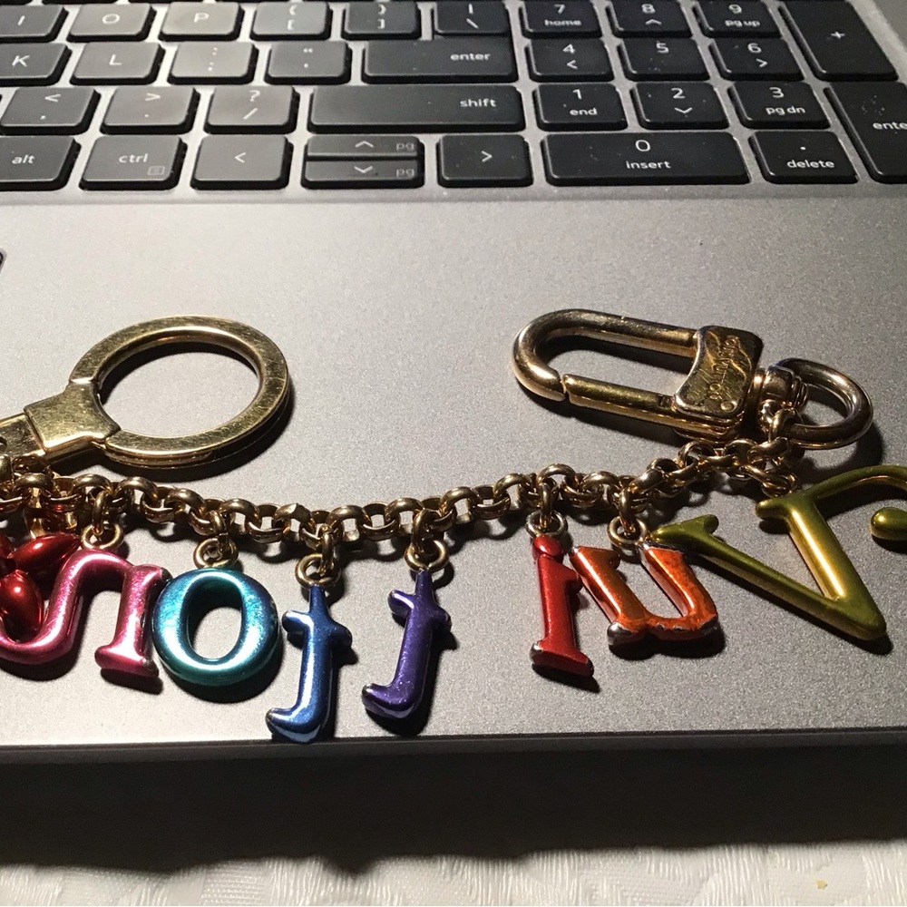 Louis Vuitton Gold-Tone Key & Card Holder with Multicolor Enamel Letter Charms - Picture 3 of 5